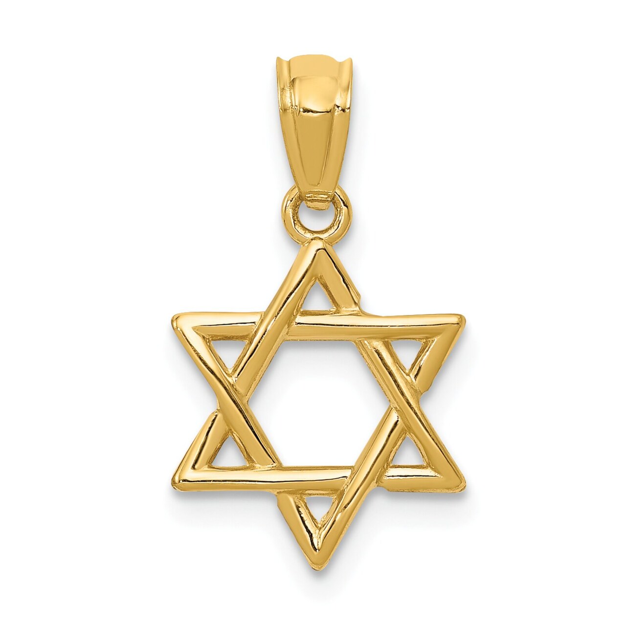14K Yellow Gold Star of David Pendant Charm Jewelry 20mm x 12mm